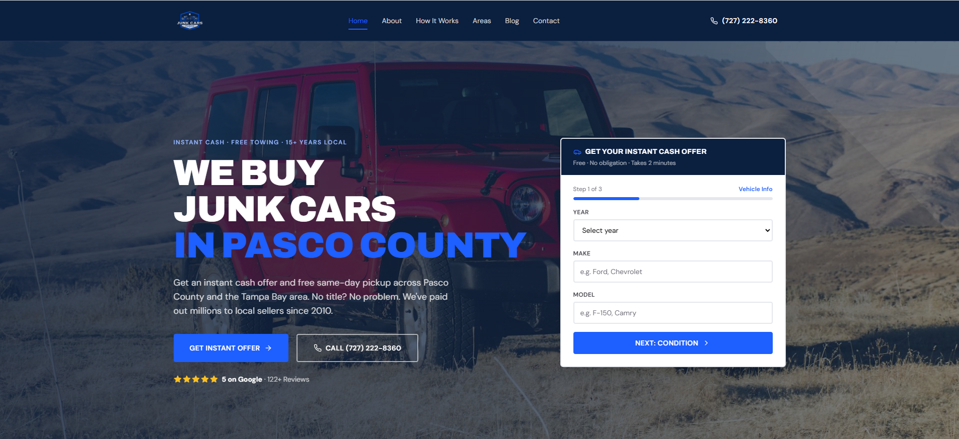 We Buy Junk Cars Pasco website